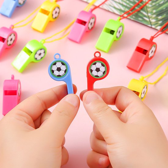 24-Piece Set Soccer Themed Sports Whistles with String
