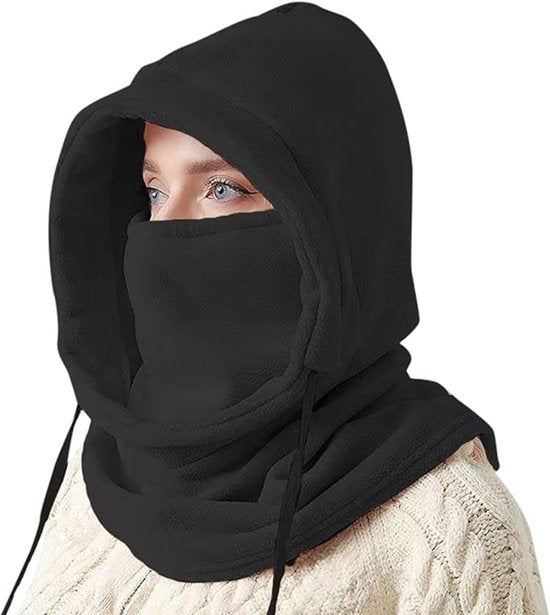Windproof Hat – Warm Fleece Ski Mask & Winter Mask – Face & Neck Protector for Cold Weather – Suitable for Motorcycling, Cycling & Outdoors – Unisex（Black）