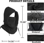 Windproof Hat – Warm Fleece Ski Mask & Winter Mask – Face & Neck Protector for Cold Weather – Suitable for Motorcycling, Cycling & Outdoors – Unisex（Black）