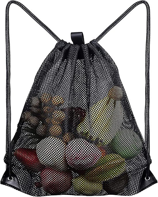 Black Sports Bag - 40*45cm - Mesh - Drawstring - Suitable for fitness, sports, swimming, diving, travel, yoga, dancing, camping, hiking
