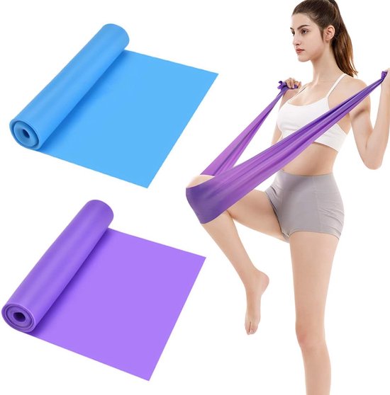 Set of 2 resistance bands - 1.5 m x 15 cm - Stretchable bands for yoga, pilates, strength training, physiotherapy and rehabilitation