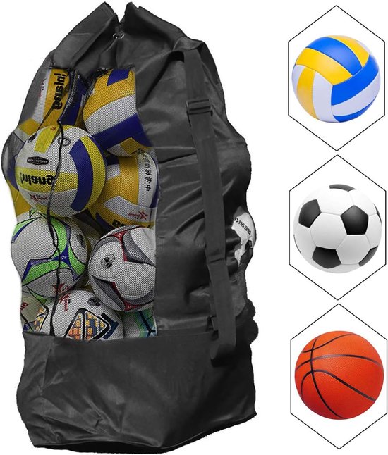 Large Waterproof Drawstring Net Bag for 10-15 Balls - Black