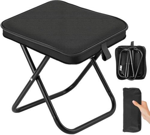 Black Folding Outdoor Stool for Camping Fishing Hiking and Picnics