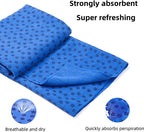 Yoga towel - Moisture-regulating and non-slip - Yoga towel - Quick-drying yoga mat fabric - Breathable yoga mat with mesh storage bag - Suitable for hot yoga, pilates and fitness - Blue