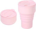 Collapsible Silicone Camping Mug – 385ml – Travel and Drinking Mug with Lid, Dishwasher Safe – Ideal for Camping, Hiking and Office (Pink)