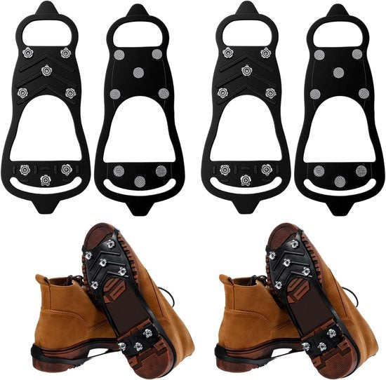 Snow boots with non-slip soles - Set of 2 - Safe walking on icy and snowy roads - Suitable for size M (40-45) - Non-slip studs - Suitable for winter walking, hiking, jogging, strolling and mountaineering