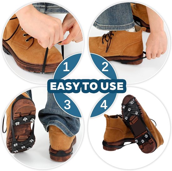 Snow boots with non-slip soles - Set of 2 - Safe walking on icy and snowy roads - Suitable for size M (40-45) - Non-slip studs - Suitable for winter walking, hiking, jogging, strolling and mountaineering
