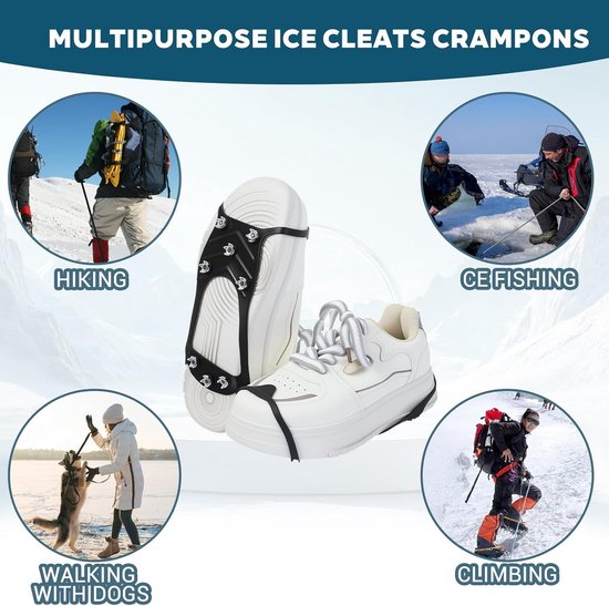 Non-slip snow boots - Set of two - Safe walking on icy and snowy surfaces - Suitable for size L (40-48) - Non-slip spikes - Suitable for winter walking, hiking, jogging, strolling and mountaineering
