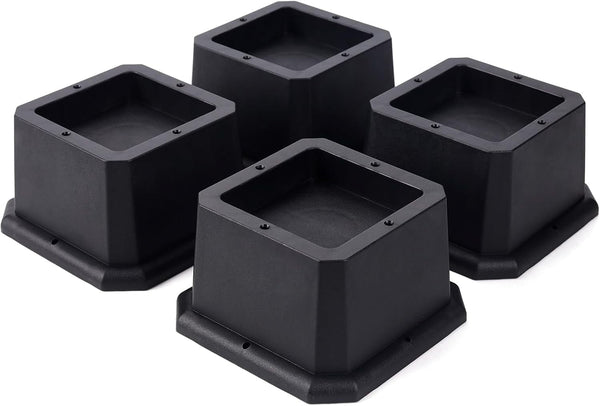 4-Pack 2 Inch Heavy Duty Adjustable Furniture Risers - Black
