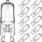 Halogen lamp - G9 Clear halogen lamp - Warm yellow light - 230V 25W - Suitable for pendant lamps - 10 pieces