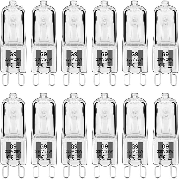 Halogen lamp - G9 Clear halogen lamp - Warm yellow light - 230V 28W - Suitable for pendant lamps - 10 pieces
