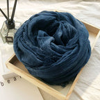Autumn Winter Men's Basic Cotton Scarf, Medium Thickness for All Seasons, Versatile Black Oversized Soft Warm Touch