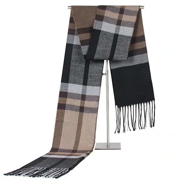Men's Autumn Winter Color Block Imitation Cashmere Scarf 180x35 cm, Wrinkle-Free Warm Comfortable Wrap for Casual or Formal Wear