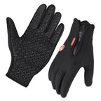 Black Winter Windproof Waterproof Thermal Touch Gloves for Men and Women, Anti-Slip Rubber Palm, Zipper Closure for Easy Wear, Size L for Outdoor Sports