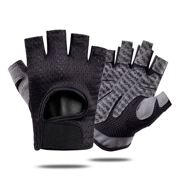 Black Half Finger Fitness Training Gloves for Men and Women, Breathable Mesh Back with Non-Slip Microfiber Palm, Wrist Protection Size XL for Gym and Cycling