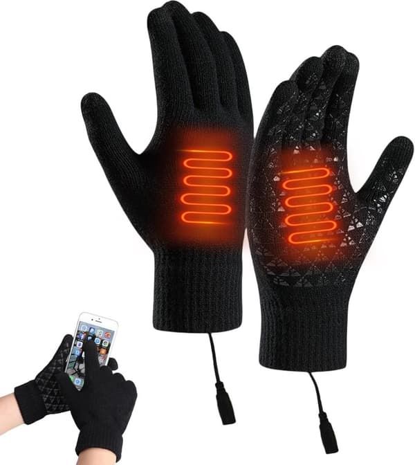 USB Heated Touchscreen Gloves with Removable Heating Core for Winter Sports