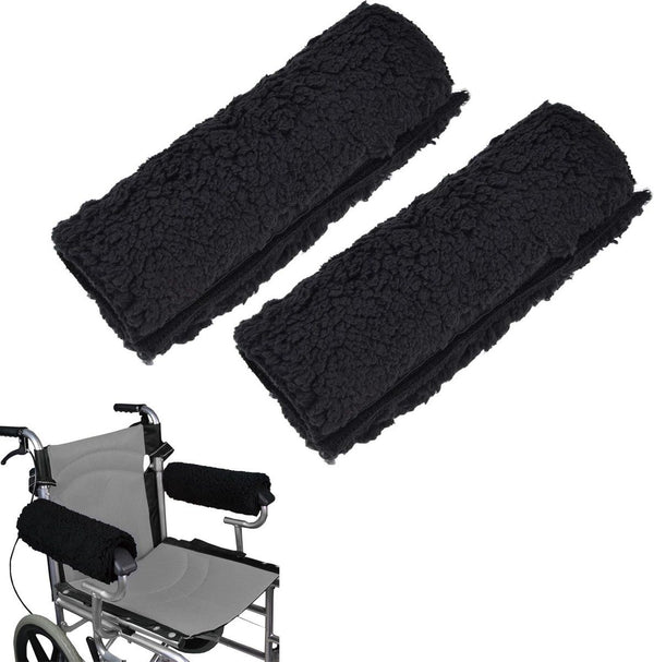 Black Memory Foam Wheelchair Armrest Cushion Covers (2 Pack)