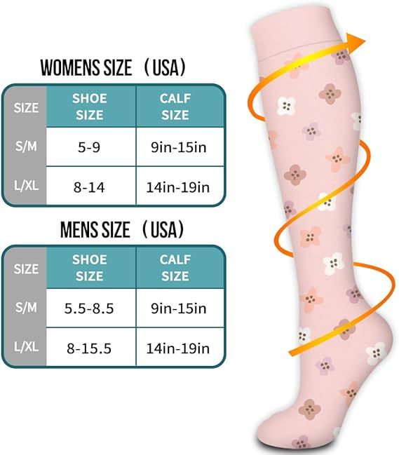Compression Socks for Women and Men Circulation 6 Pairs, Graduated Support for Running Athletic Sports S/M, Breathable Nylon Blend for All-Day Comfort and Recovery