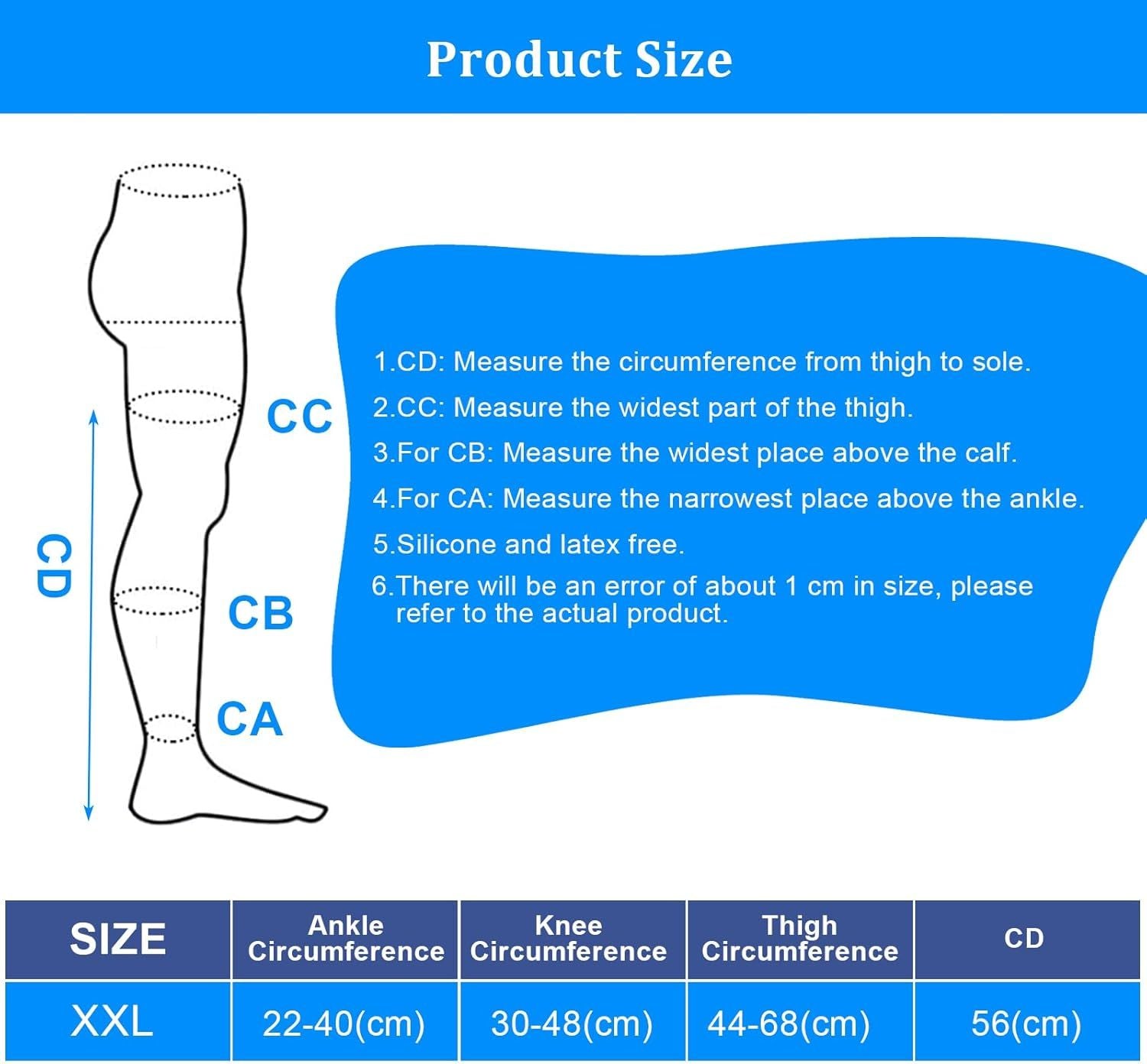 Thigh High Compression Socks for Women Men 23-32 mmHg Open Toe, Level 2 Support for Varicose Veins Edema, Breathable Cotton Spandex with Silicone Dotted Bands