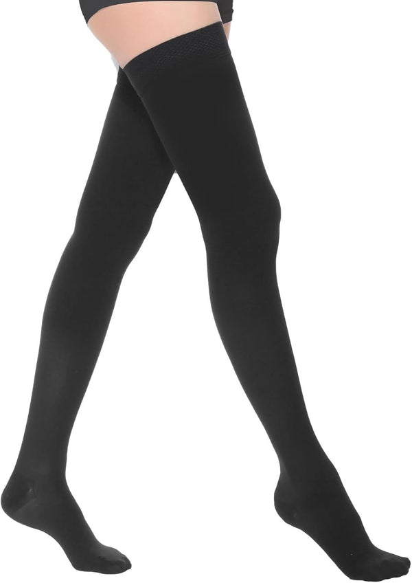 Thigh High Compression Stockings for Women Men 23-32 mmHg Closed Toe