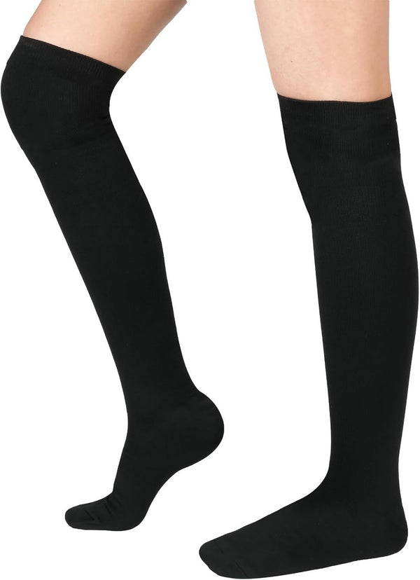 Thigh High Compression Socks for Women Men 15-21 mmHg Closed Toe