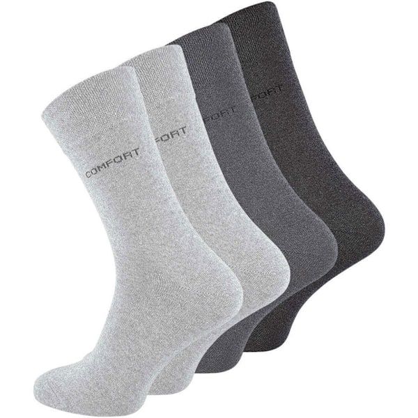 Dark Grey Loose Elastic Socks 8-Pack for Sensitive Legs, Piqué Woven Comfort Band for Even Pressure, Size 39-42 for Men and Women