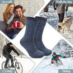 Men's Warm Wool Thermal Socks Pack, Thick Hiking Crew Boot Socks with Soft Breathable Fabric, Size UK 6-11 for Winter Outdoor Casual Wear