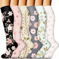 Compression Socks for Women Men Circulation 6 Pack, Graduated Support for Running Athletic Sports L/XL, Breathable Nylon Polyester for All-Day Comfort and Performance