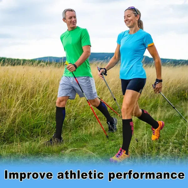 Unisex Knee-High Compression Socks 6 Pairs for Running Sports Travel Flying Cycling, 360-Degree Stretch Breathable S/M with Upgraded Nylon for Muscle Support