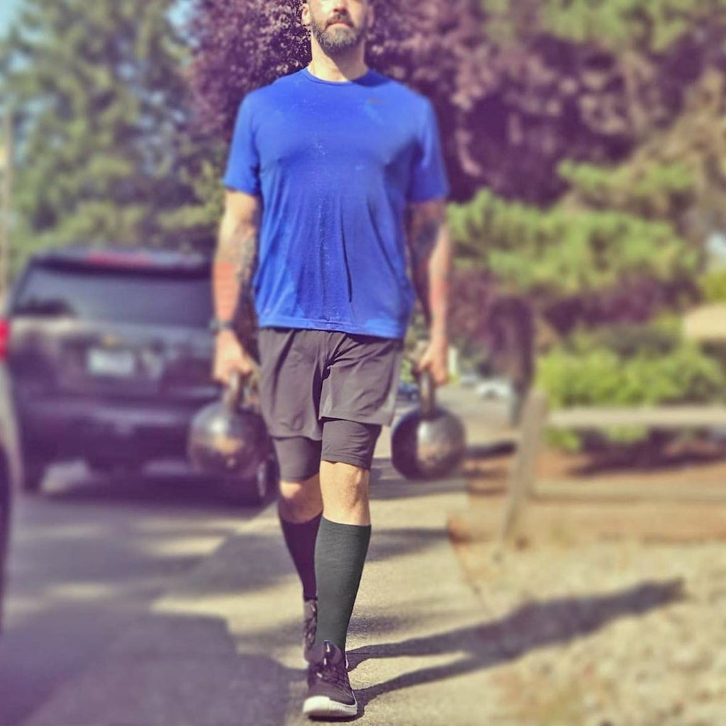 Gray Calf Compression Support Socks 1 Pair, Lightweight Breathable Nylon Improves Blood Circulation and Reduces Muscle Fatigue for Sports and Daily Wear