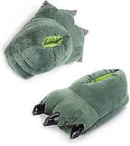Green Plush Animal Paw Slippers for Men Women Kids, Fuzzy Dinosaur Claw Design with Non-Slip Sole, Cozy Warm House Slippers Size 40-43 for Indoor Comfort