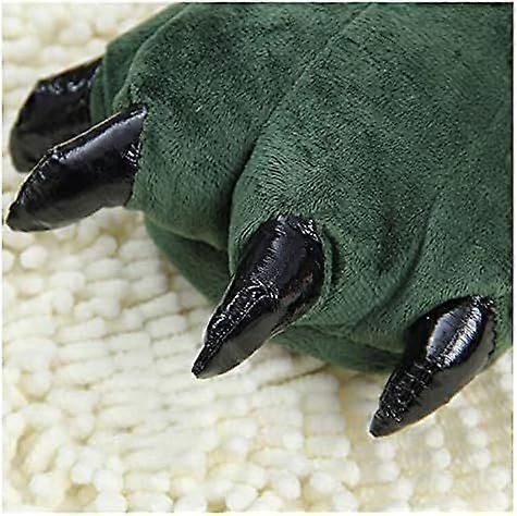 Green Plush Animal Paw Slippers for Men Women Kids, Fuzzy Dinosaur Claw Design with Non-Slip Sole, Cozy Warm House Slippers Size 40-43 for Indoor Comfort