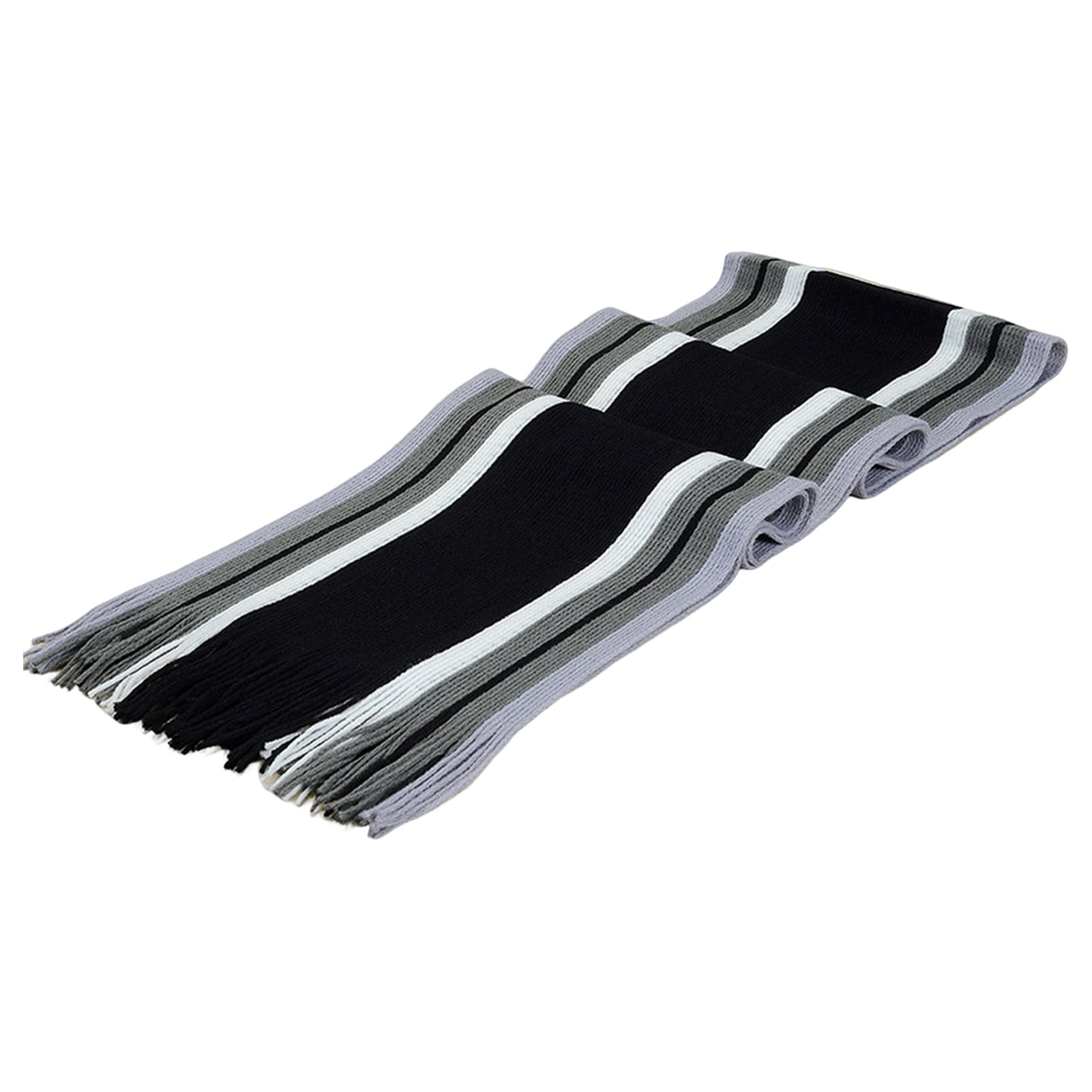 Men's Winter Scarf - Classic Striped Tassel Edge Soft Warm Scarf, Woolen Yarn Knitted Scarf Black