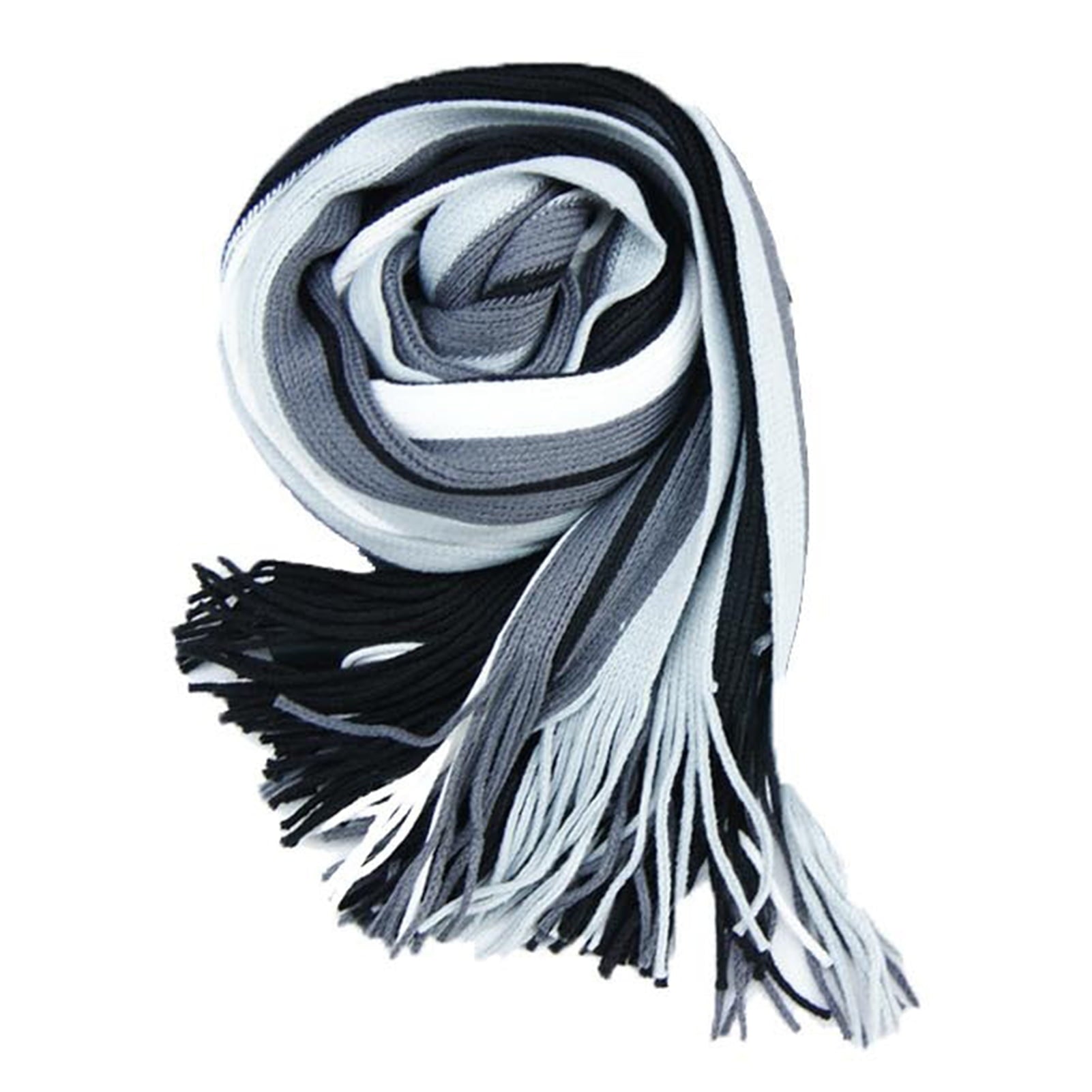 Men's Winter Scarf - Classic Striped Tassel Edge Soft Warm Scarf, Woolen Yarn Knitted Scarf Coffee