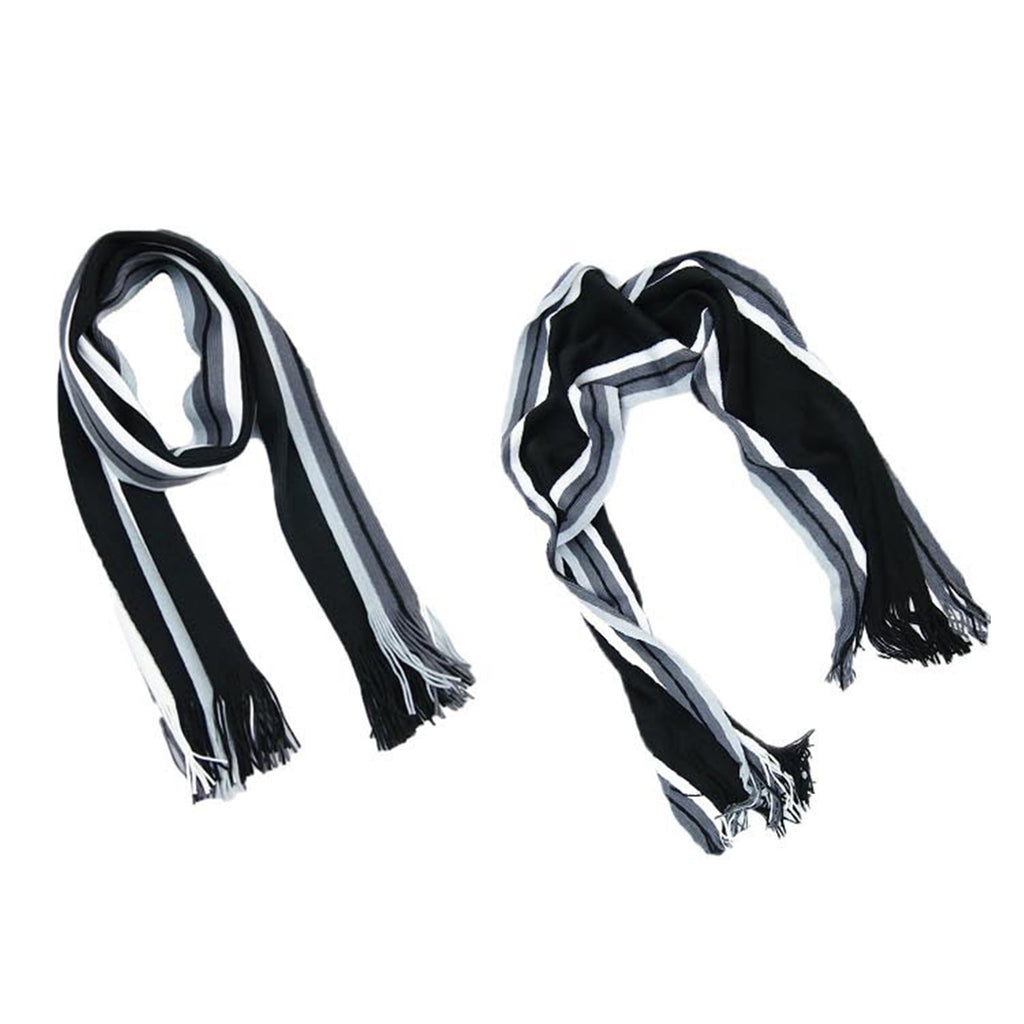 Men's Winter Scarf - Classic Striped Tassel Edge Soft Warm Scarf, Woolen Yarn Knitted Scarf Wine Red