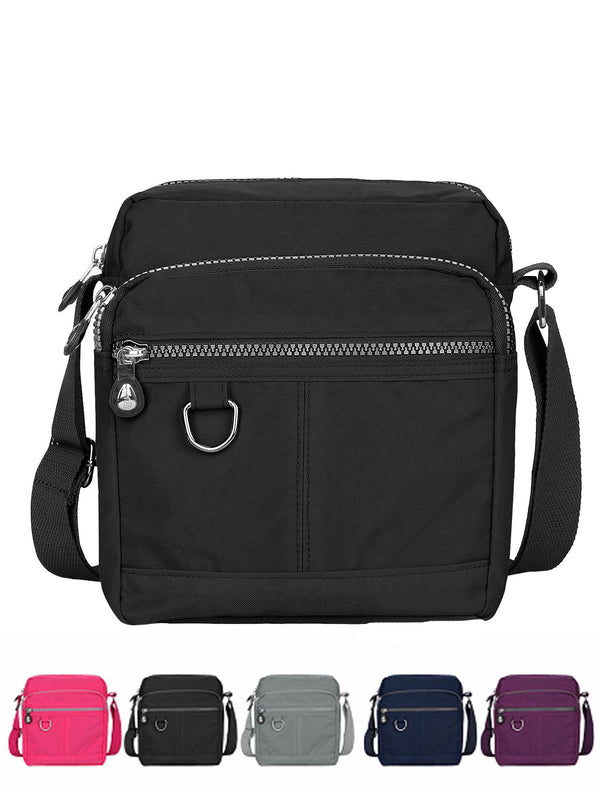 Luxtrada Casual Nylon Purse Handbag Crossbody Bag Waterproof Shoulder Bag with Zipper Pockets for Women (Black) Black