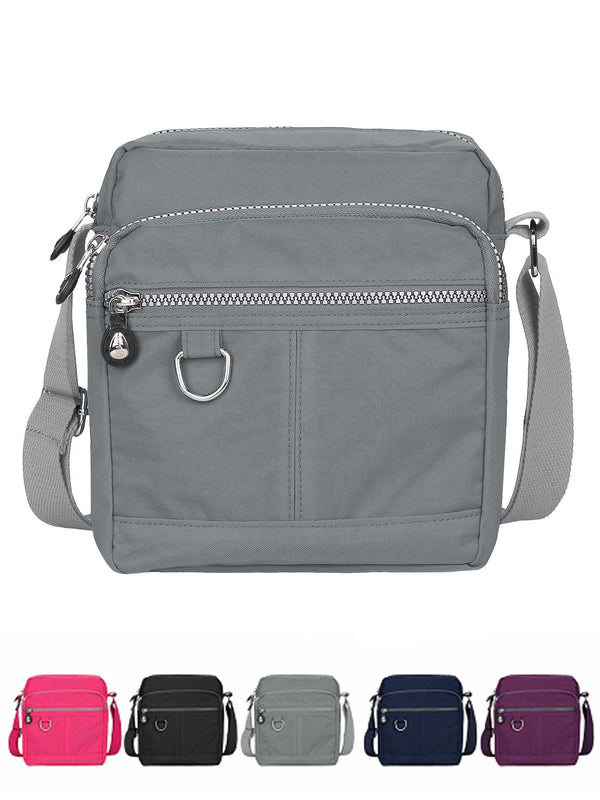 Luxtrada Casual Nylon Purse Handbag Crossbody Bag Waterproof Shoulder Bag with Zipper Pockets for Women (Black) Gray