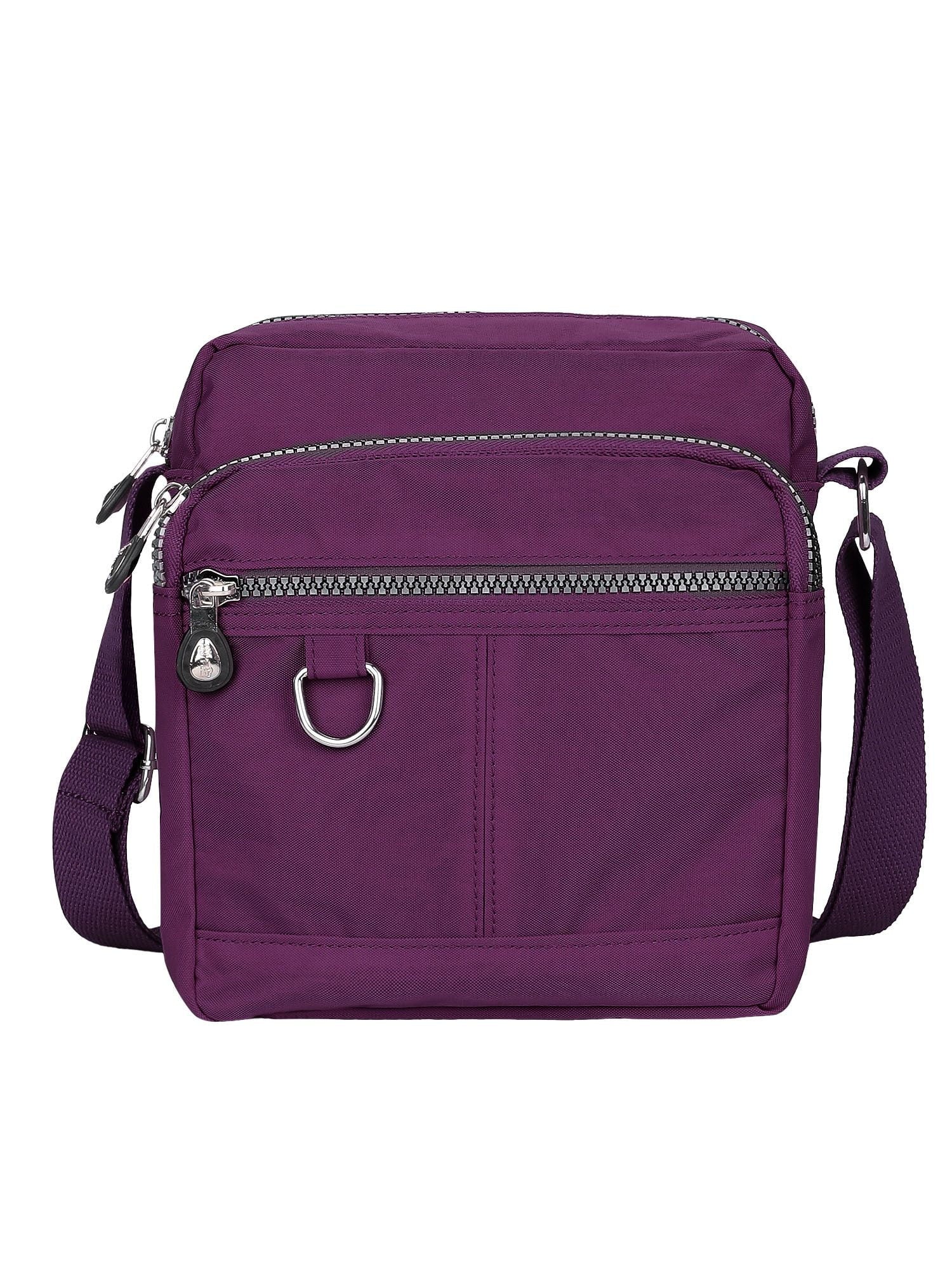 Luxtrada Casual Nylon Purse Handbag Crossbody Bag Waterproof Shoulder Bag with Zipper Pockets for Women (Black) Purple