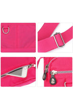 Luxtrada Casual Nylon Purse Handbag Crossbody Bag Waterproof Shoulder Bag with Zipper Pockets for Women (Black) Rose Red