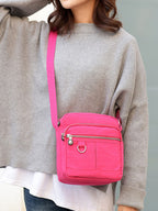 Luxtrada Casual Nylon Purse Handbag Crossbody Bag Waterproof Shoulder Bag with Zipper Pockets for Women (Black) Rose Red