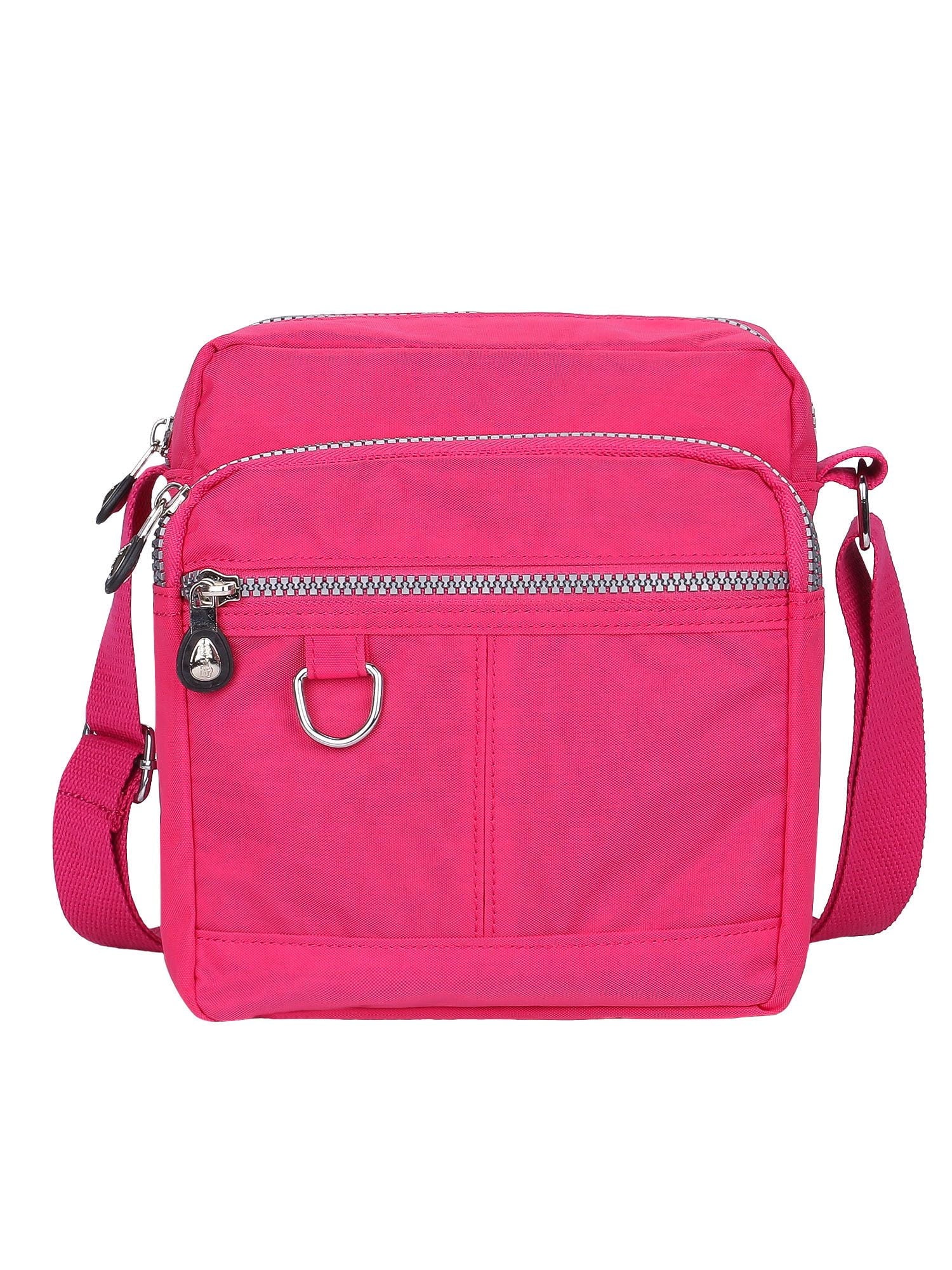 Luxtrada Casual Nylon Purse Handbag Crossbody Bag Waterproof Shoulder Bag with Zipper Pockets for Women (Black) Rose Red