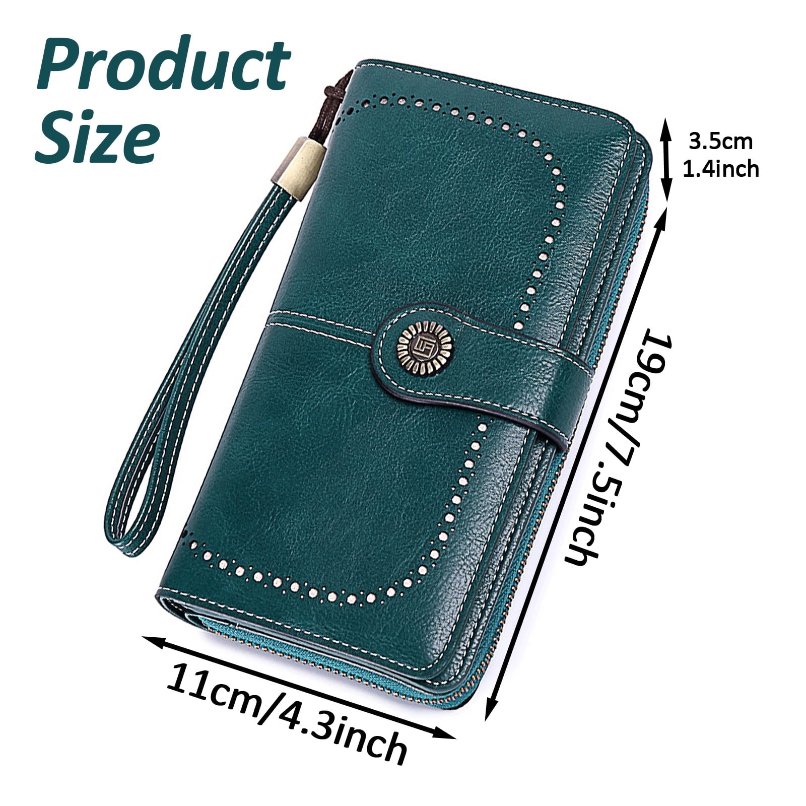 Leather Wallet Women Rfid Blocking Large Capacity, Zip Around Long Wallet - Pu Phone Clutch Purse, Trifold Ladies Wallets Coins Zipper Pocket with Id Window, Card Holder Wristlet, Black Blue