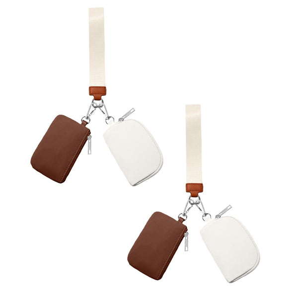 3/2/1PCS Keychain Wallet Mini Zip Around Wristlet Wallets For Women Detachable Dual Pouch Wristlet Portable Coin Purse Small Wallets For Travel Sports Outdoors Brown 2PCS
