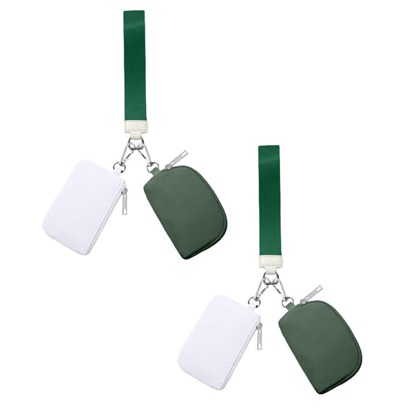 3/2/1PCS Keychain Wallet Mini Zip Around Wristlet Wallets For Women Detachable Dual Pouch Wristlet Portable Coin Purse Small Wallets For Travel Sports Outdoors Dark Green 2PCS