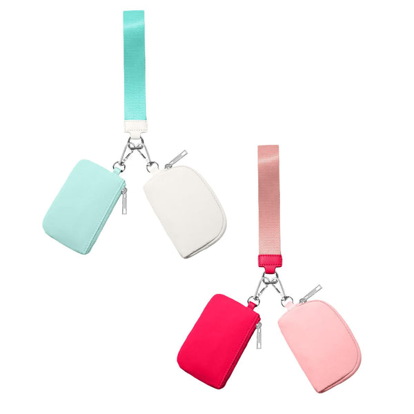3/2/1PCS Keychain Wallet Mini Zip Around Wristlet Wallets For Women Detachable Dual Pouch Wristlet Portable Coin Purse Small Wallets For Travel Sports Outdoors E-Watermelon Red 1PCS & Mint Green 1PCS