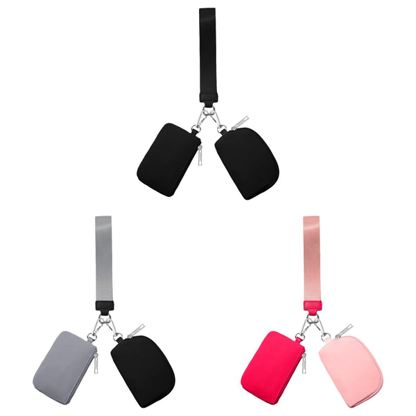 3/2/1PCS Keychain Wallet Mini Zip Around Wristlet Wallets For Women Detachable Dual Pouch Wristlet Portable Coin Purse Small Wallets For Travel Sports Outdoors G-Black 1PCS & Grey 1PCS & Watermelon Red 1PCS