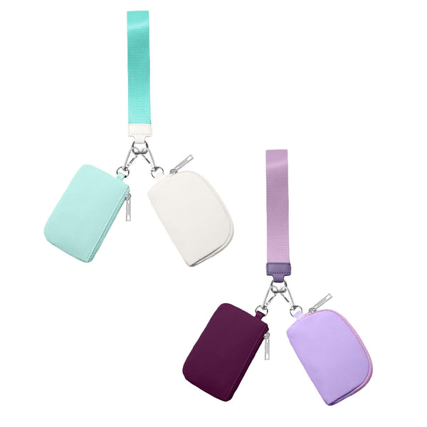 3/2/1PCS Keychain Wallet Mini Zip Around Wristlet Wallets For Women Detachable Dual Pouch Wristlet Portable Coin Purse Small Wallets For Travel Sports Outdoors G-Purple 1PCS & Mint Green 1PCS