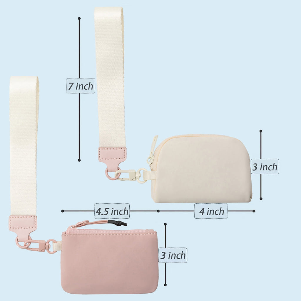 3/2/1PCS Keychain Wallet Mini Zip Around Wristlet Wallets For Women Detachable Dual Pouch Wristlet Portable Coin Purse Small Wallets For Travel Sports Outdoors Grey