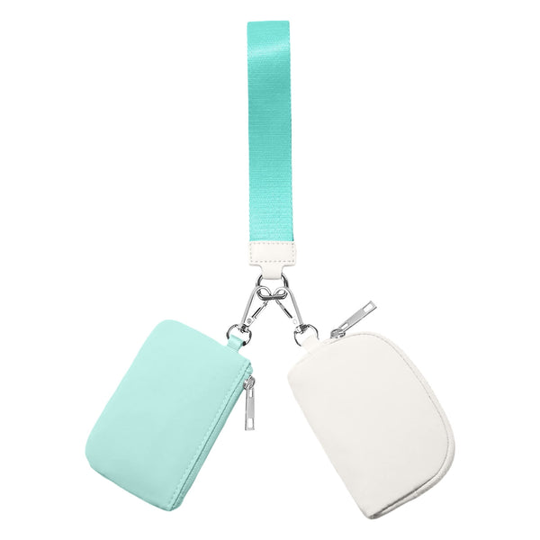 3/2/1PCS Keychain Wallet Mini Zip Around Wristlet Wallets For Women Detachable Dual Pouch Wristlet Portable Coin Purse Small Wallets For Travel Sports Outdoors Mint Green
