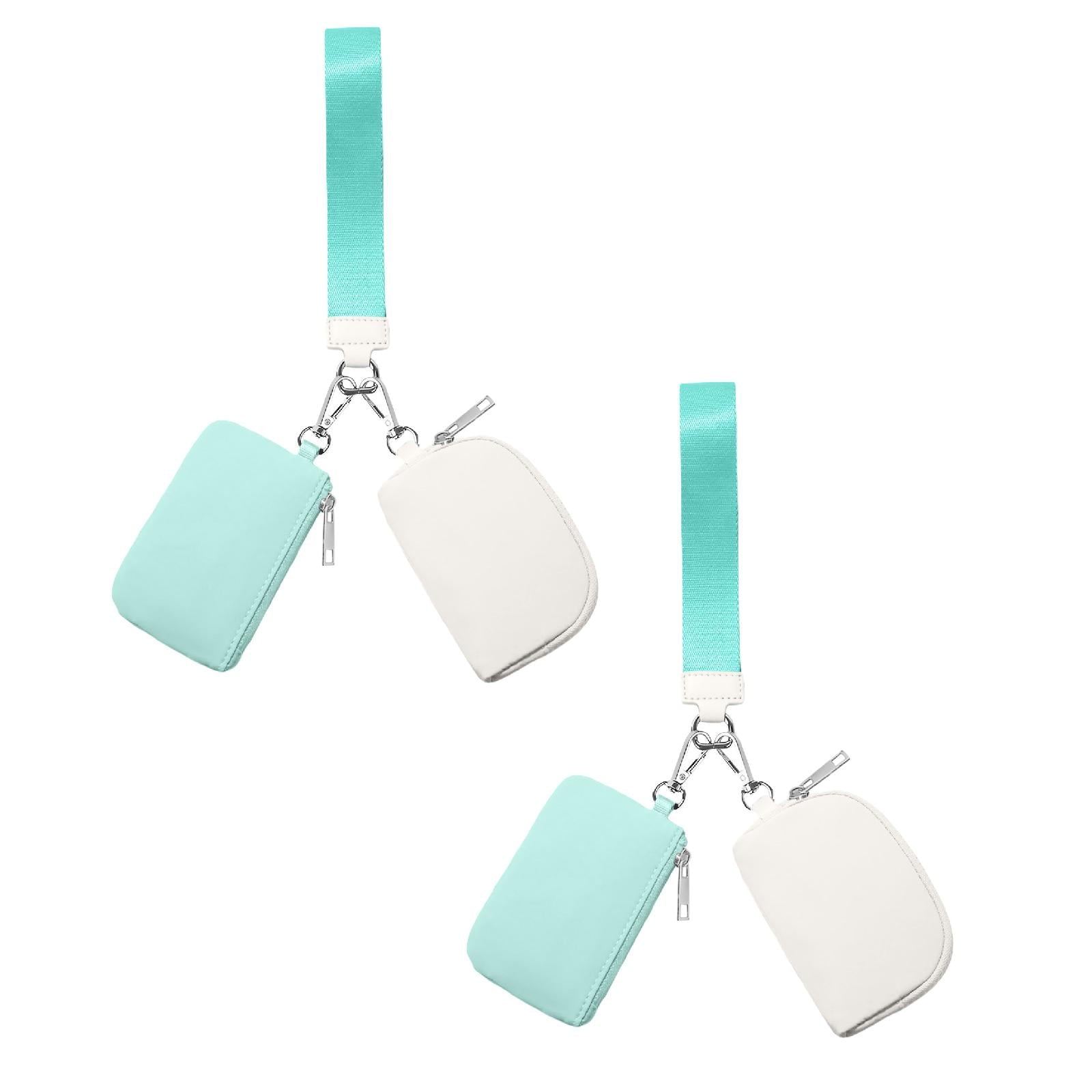 3/2/1PCS Keychain Wallet Mini Zip Around Wristlet Wallets For Women Detachable Dual Pouch Wristlet Portable Coin Purse Small Wallets For Travel Sports Outdoors Mint Green 2PCS